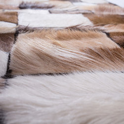 Modern Handmade Cowhide Patchwork Area Rug, Rectangle, Brown White, 4'7"x2'0" - Hall And Stair Runners