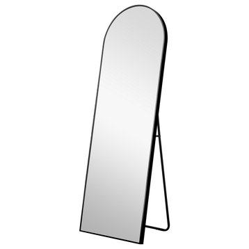 Narrow Black Arched Mirror With Stand