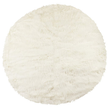 Arlington 6' Circular Faux Fur Rug, Off-White