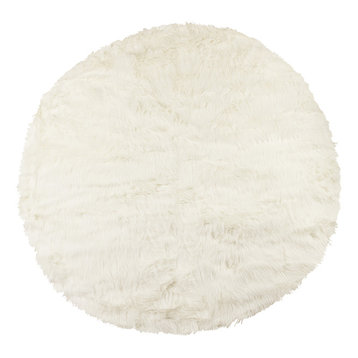 Arlington 6' Circular Faux Fur Rug, Off-White