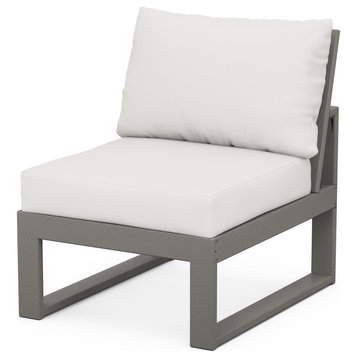 Modular Armless Chair, Slate Gray/Natural Linen