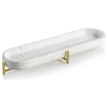Pordenone Marble Tray on Metal Stand, Small