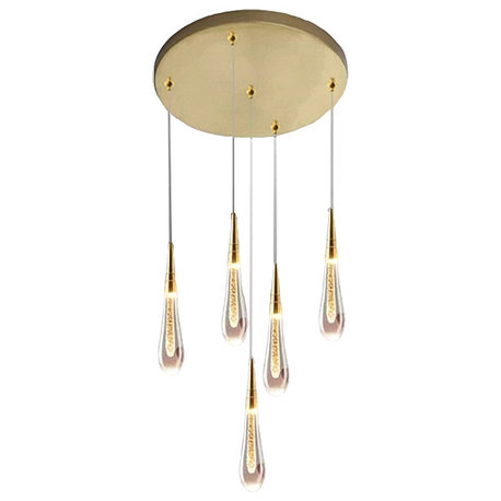 MIRODEMI® Villefranche-sur-Mer Water Drop Design Crystal Chandelier, 5 Lights