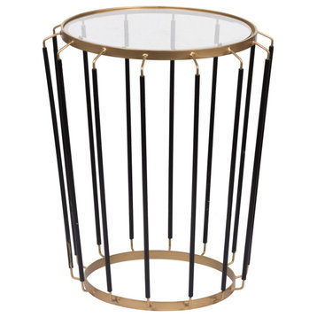 Winnie End or Side Table, Black and Gold