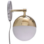 StyleCraft - Zara Plug-In Wall Sconce Faux Marble, Metal and Glass - Adding extra light to any part of your home just got easier with the StyleCraft Zara Plug-In Wall Sconce. This downlight wall sconce is crafted into a sleek globe-like shape and is made of faux marble with a metal cap. This modern-inspired plug-in wall sconce adds warm, crisp light to any hallway, living room or bedroom setting.