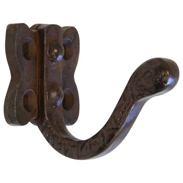 RCH Decorative Iron Wall Hook, 2.4 Inch, Various Finishes, Rust, 2.4 Inch
