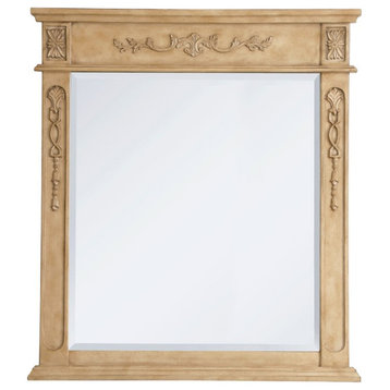 Elegant VM13236AB Wood Frame Mirror 32"X36", Antique Beige