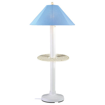 Catalina Floor Table Lamp 39691 With 3" White Body And Sky Blue Sunbrella Shade