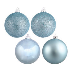 Vickerman 4.75" 4 Finish Ball Ornaments Assorted, Set of 4, Baby Blue