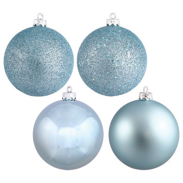 Vickerman 4.75" 4 Finish Ball Ornaments Assorted, Set of 4, Baby Blue