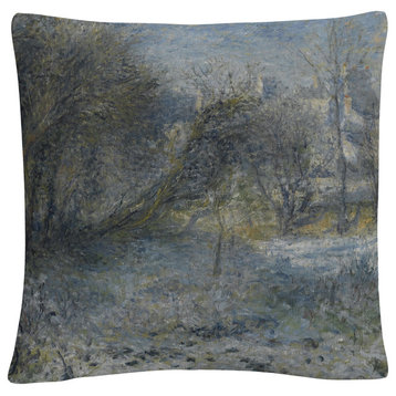 Pierre Renoir 'Snowy Landscape' 16"x16" Decorative Throw Pillow