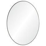 Renwil - Newport Wall Mirror - The sleek Scandinavian profile of this oval wall mirror is elegant and understated. The oval mirror features an antique brushed silver finish that adds a subtle shimmering patina to the iron frame. The curvature of the elongated mirror shape disrupts the linear angles of traditional architecture, with an elliptical format thats designed to inspire.