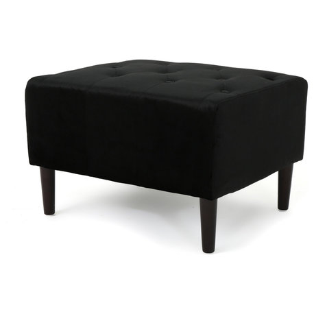 GDF Studio Kalani Tufted New Velvet Ottoman, Black