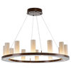 Corona Ring Chandelier, Gunmetal, Frosted Seeded Glass