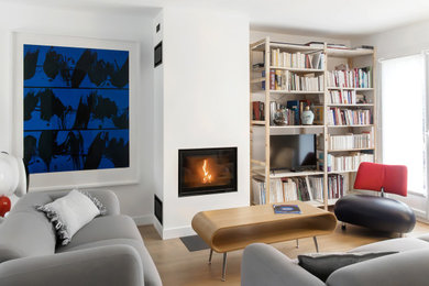 Design ideas for a scandi open plan living room in Paris.