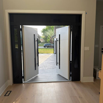 Dekton 0163 Ardesia Nero double doors with two sidelites and transom