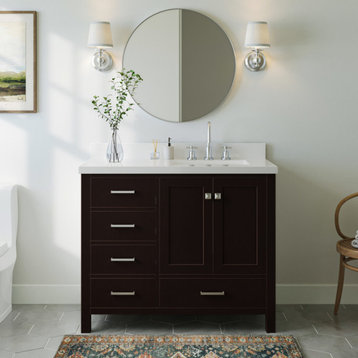 ARIEL Cambridge 43" Right Offset Rectangle Sink Bathroom Vanity With Quartz Top