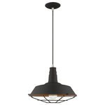 Livex Lighting - Livex Lighting 41184-04 Metal Shade - 14" One Light Mini Pendant - With the caged diffuser that evokes an antique preMetal Shade 14" One  Black Black Metal/Bl *UL Approved: YES Energy Star Qualified: n/a ADA Certified: n/a  *Number of Lights: Lamp: 1-*Wattage:60w Medium Base bulb(s) *Bulb Included:No *Bulb Type:Medium Base *Finish Type:Black