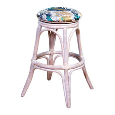 Alexander & Sheridan USA INC. - Universal 30" Swivel Backless Barstool In Rustic Driftwood With Klein Aqua - Bar Stools and Counter Stools