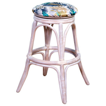 Universal 30" Swivel Backless Barstool In Rustic Driftwood With Submarino Ocean