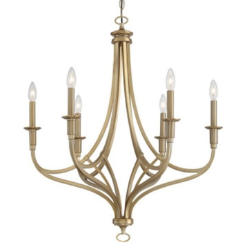 Minka Lavery 1096 Covent Park 6 Light 28"W Taper Candle - Brushed Honey Gold