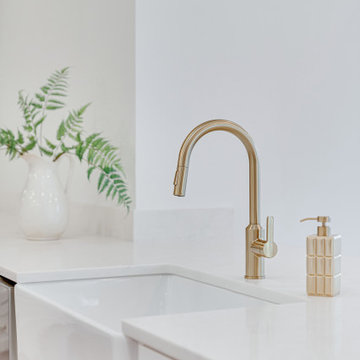 White Kitchen With Wood Tones