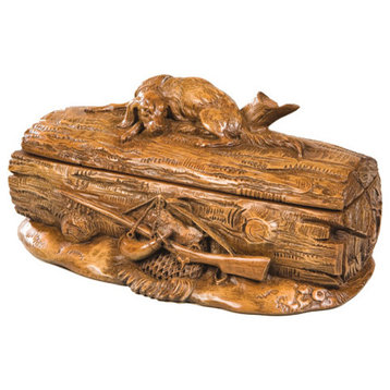 Hunting Dog on Log Box