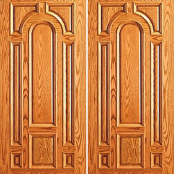 House Mahogany Wood 8 Panel Raised Moulding Double Door - Front Doors
