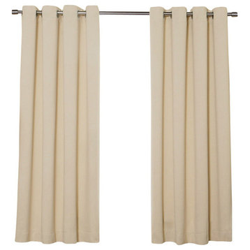 Silver Grommet Top Solid Thermal Insulated Blackout Curtain, Beige, 63"
