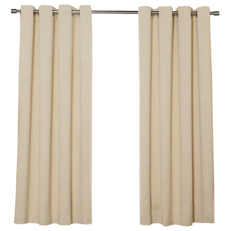 Silver Grommet Top Solid Thermal Insulated Blackout Curtain, Beige, 63"