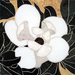 Flower handcrafted  marble mural - Home Decor