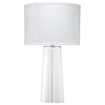Hand Blown White Art Glass Clover Column Table Lamp 28 in Tapered Quatrefoil