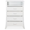 Wooden Four Drawers Chest with Open Top Compartment and Splayed Legs, White