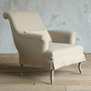 Napoleon French Country Rolled Arm Gray Linen Bergere Accent Chair