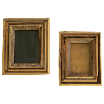 Rustic Set of 2 Recycled Wood Photo Frame Farmhouse 5x7 and 4x6 Vintage Style