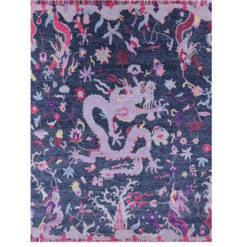 Dragon Design Hand Knotted Wool Rug 9' 0" X 12' 1" Q11801