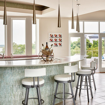 Topsail Island Beach House - Custom Red Counters and Custom Fountain