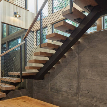 Viewrail Custom FLIGHT 90° Floating Monostringer Stair System