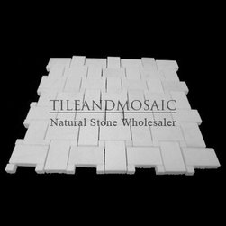 Bianco Dolomiti Basketweave Mosaic Tile with Bianco Dolomite Dots Polished - Products