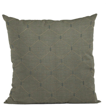 Slate Grey Kona Embroidery Luxury Throw Pillow, Double sided 20"x36" King