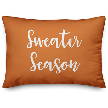 Sweater Season Lumbar Pillow, Orange, 14"x20"
