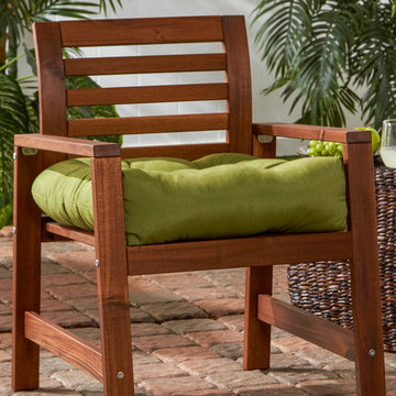 Teak Wood Chair with Earth Tone Cushion