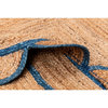 Farmhouse Area Rug, Natural Jute & Rounded Accented Edge, Blue, 4' X 10'