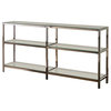 Benzara BM159116 Industrial Metal Bookcase with Glass Shelves, Silver