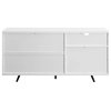 Modern Sideboard, Sliding Door and Removable Angled Shelf, English Oak/White