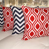 Chevron Navy And Nicole Rojo Red Decorative Outdoor Ogee Throw Pillows -Set of 4