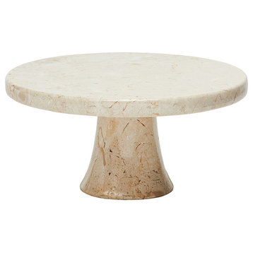 Malena Cream Marble Cake Stand, Large