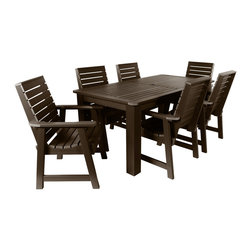 Highwood USA - Weatherly 7-Piece Rectangular Dining Set, Weathered Acorn - Outdoor Dining Sets
