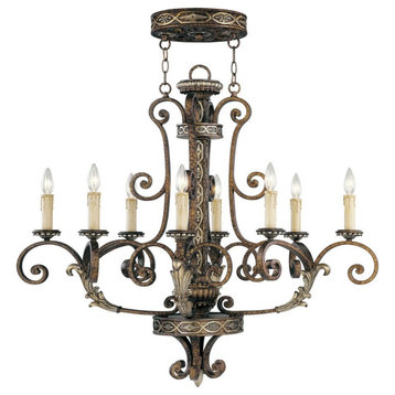 8 Light Oval Chandelier in French Country Style - 21.5 Inches wide by 36 Inches