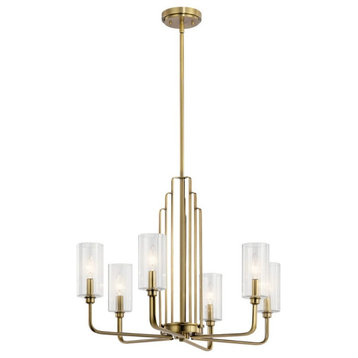 6 Light Large Chandelier In Art Deco Style-20.75 Inches Tall and 27 Inches Wide